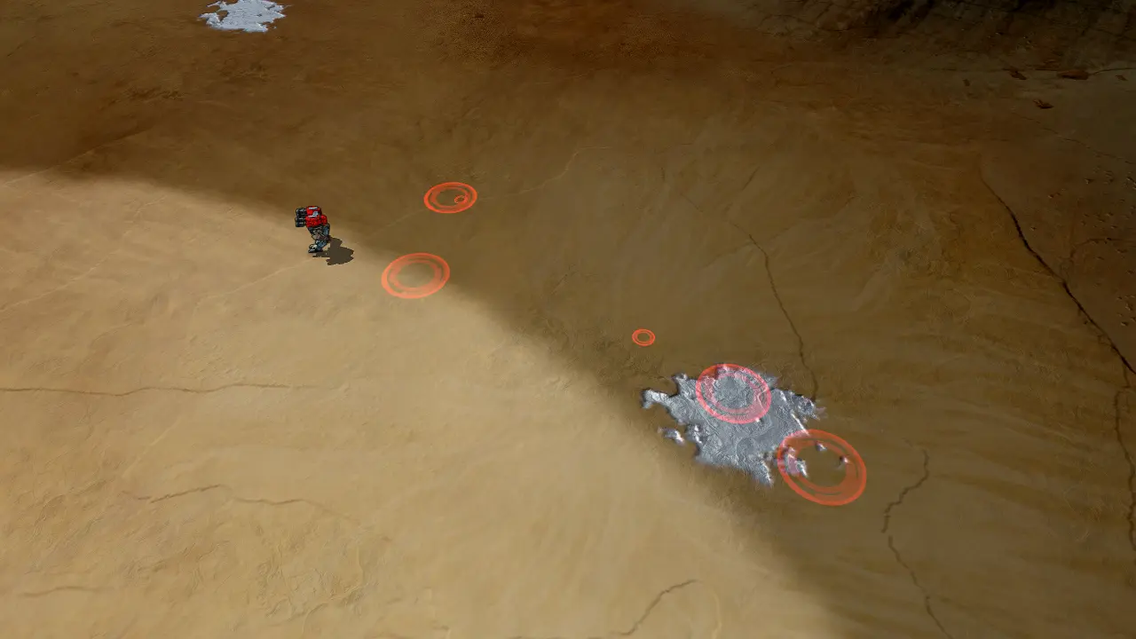 Placeholder: the same area shown twice — a seismic contact on the minimap vs. what is actually there once scouted